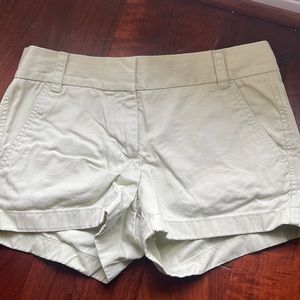 J. Crew 100% Cotton Chino Broken-In Sea Foam Green (pale) Shorts 3.5”